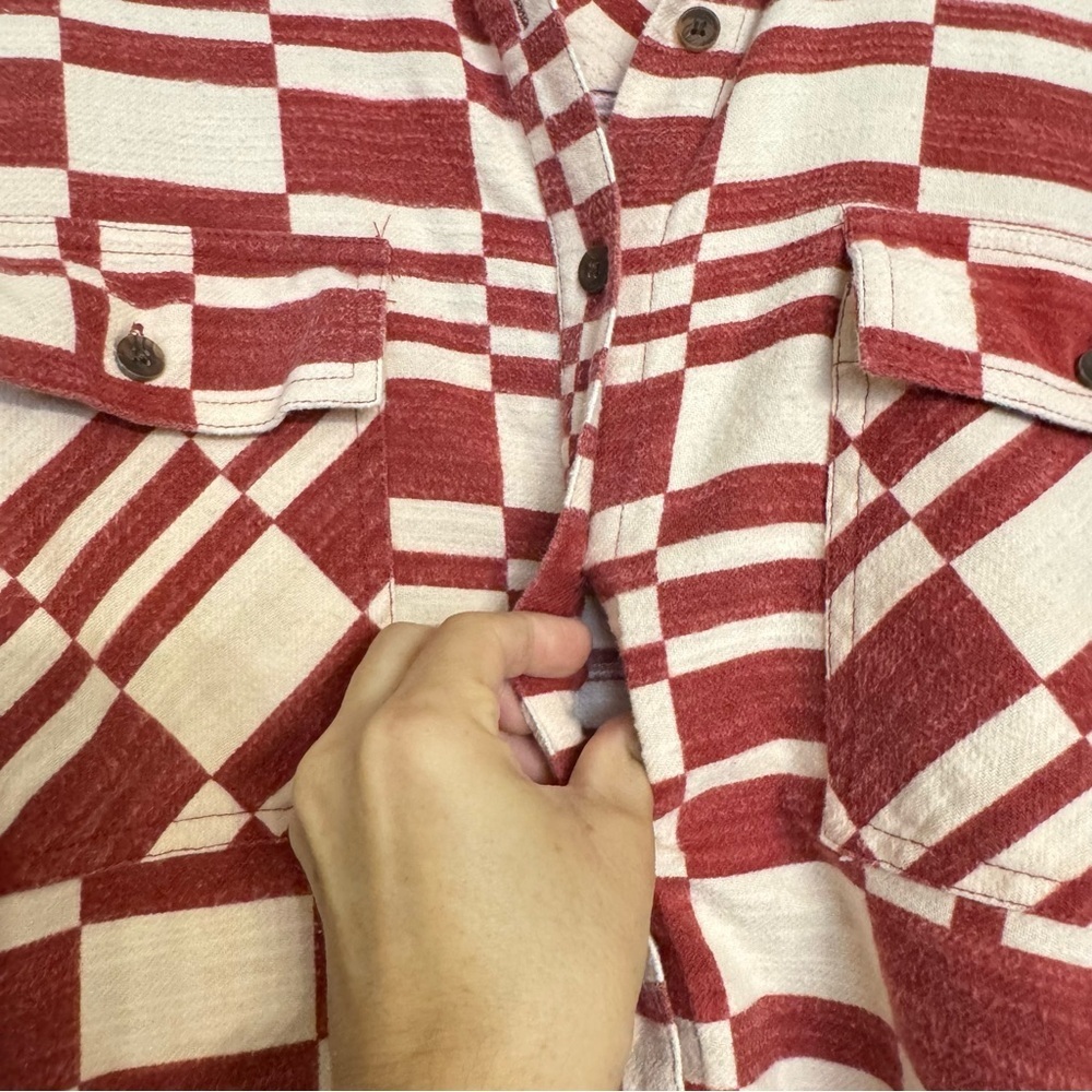 Urban Outfitters BDG Caleb Crop Flannel Shirt Jacket Sz XS Red White Cotton - Picture 7 of 16
